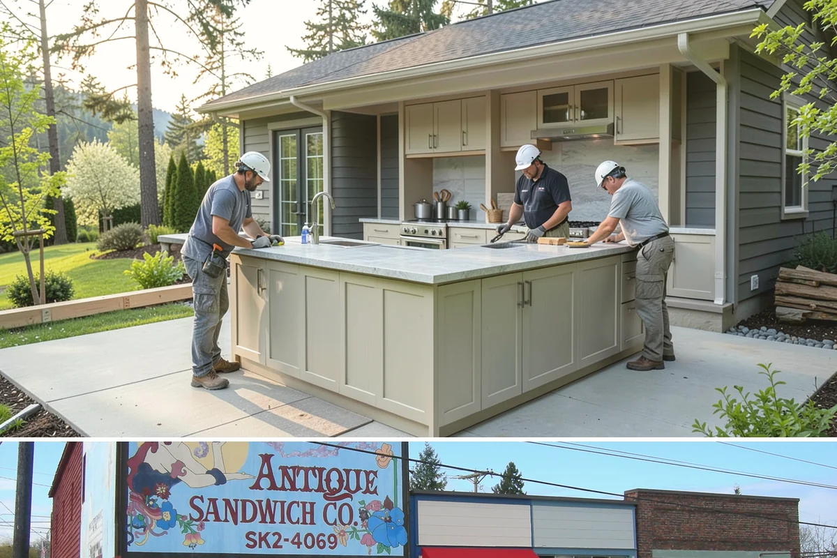 Cabana Construction in Ruston, Pierce County, WA - Summer construction allows footings and finishes to set before the wet season.