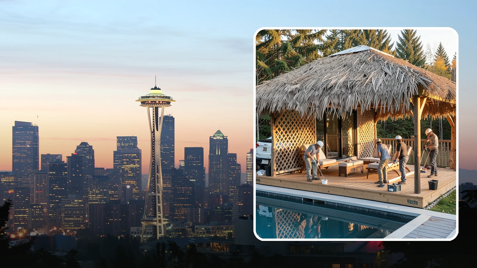 Cabana Construction in Seattle, King County, WA - A stylish cabana that provides shaded lounging and shelter beside your pool or patio.