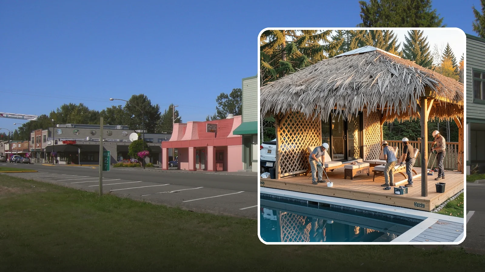 Cabana Construction in Snoqualmie, King County, WA - A stylish cabana that provides shaded lounging and shelter beside your pool or patio.