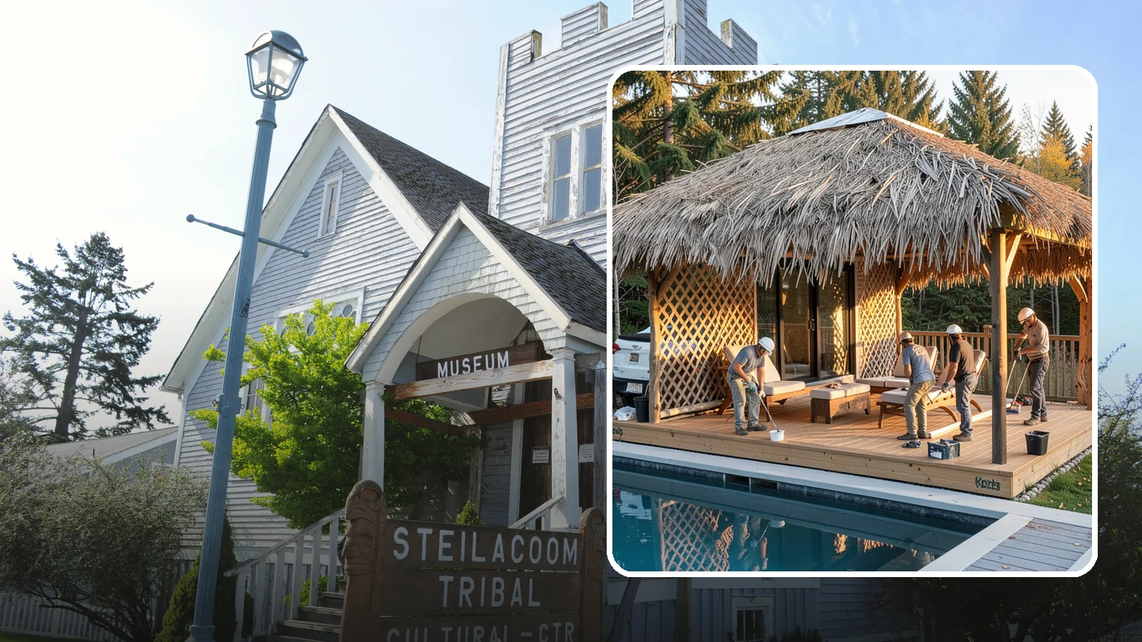 Cabana Construction in Steilacoom, Pierce County, WA - A stylish cabana that provides shaded lounging and shelter beside your pool or patio.