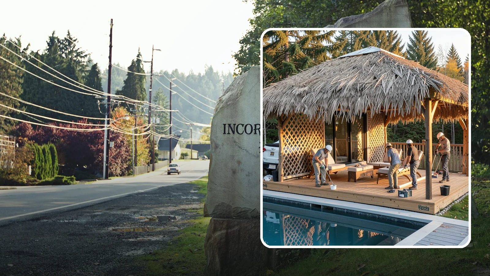 Cabana Construction in Wilkeson, Pierce County, WA - A stylish cabana that provides shaded lounging and shelter beside your pool or patio.