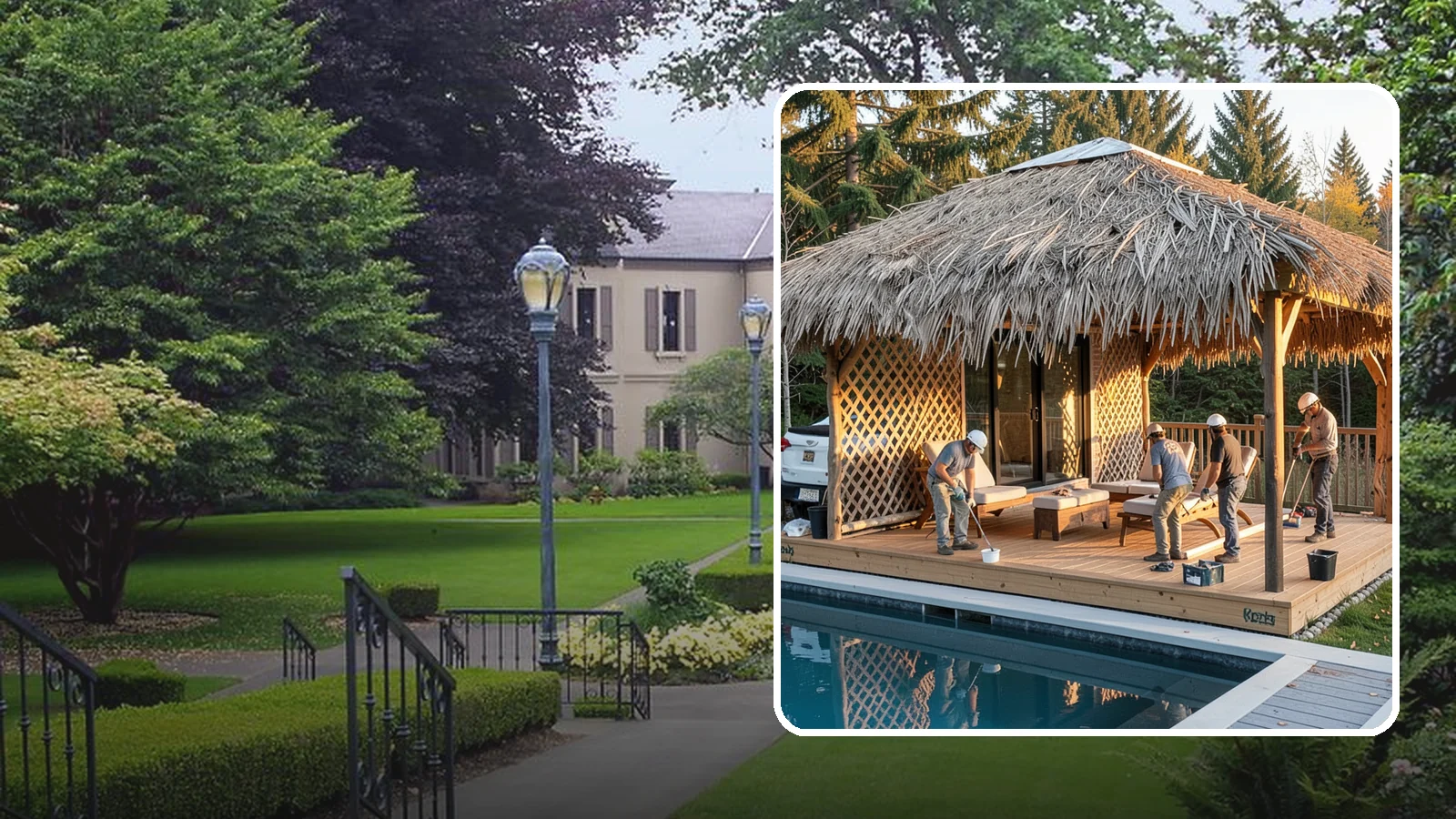 Cabana Construction in Woodinville, King County, WA - A stylish cabana that provides shaded lounging and shelter beside your pool or patio.