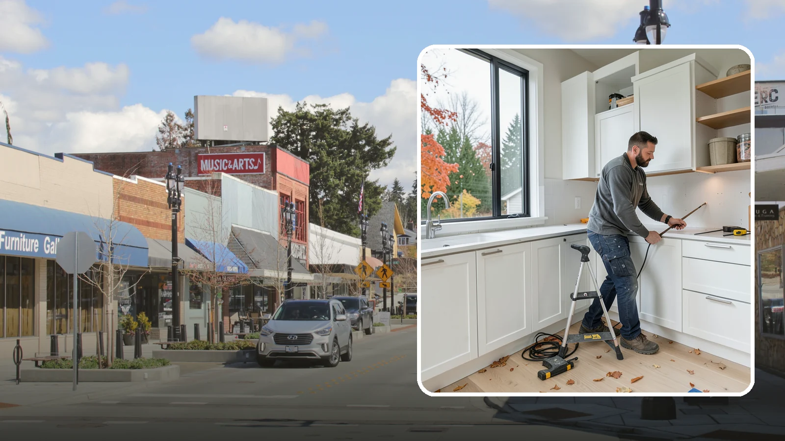 Cabinet Installation in Bothell, King County, WA - Precise installation of new kitchen cabinets, set level, plumb, and secure to your walls and floor.