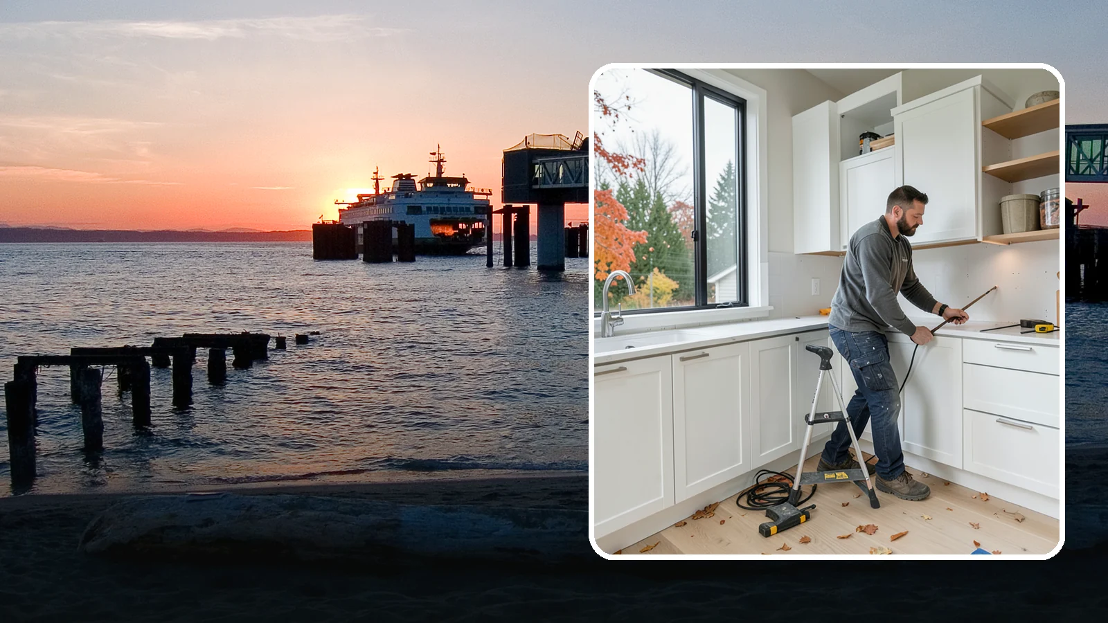 Cabinet Installation in Edmonds, Snohomish County, WA - Precise installation of new kitchen cabinets, set level, plumb, and secure to your walls and floor.