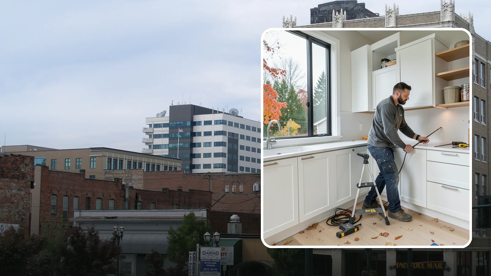 Cabinet Installation in Everett, Snohomish County, WA - Precise installation of new kitchen cabinets, set level, plumb, and secure to your walls and floor.