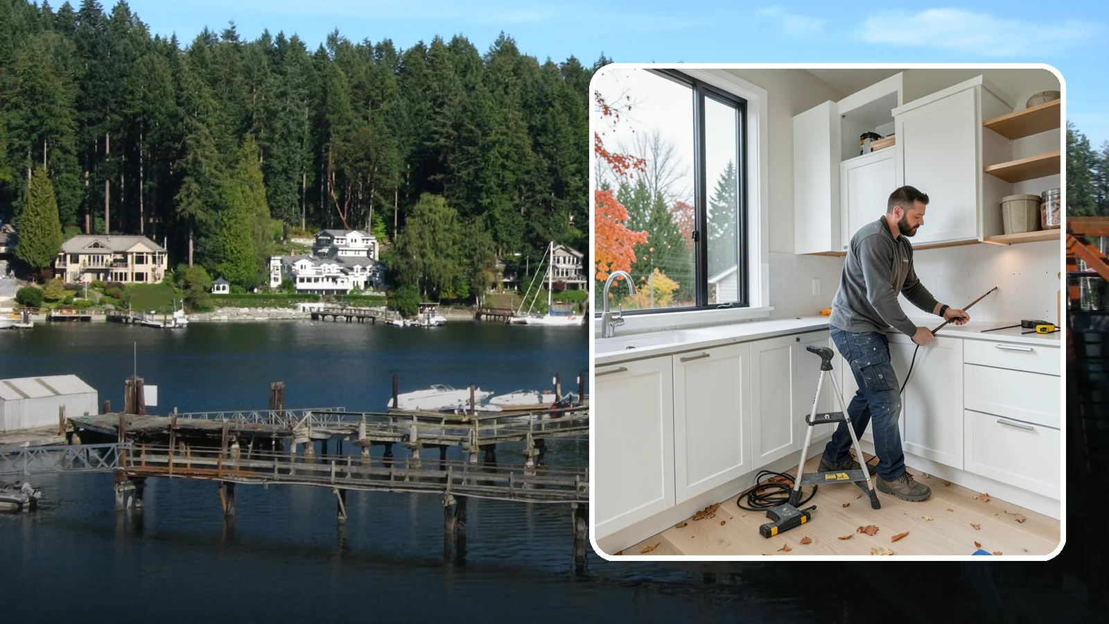 Cabinet Installation in Gig Harbor, Pierce County, WA - Precise installation of new kitchen cabinets, set level, plumb, and secure to your walls and floor.