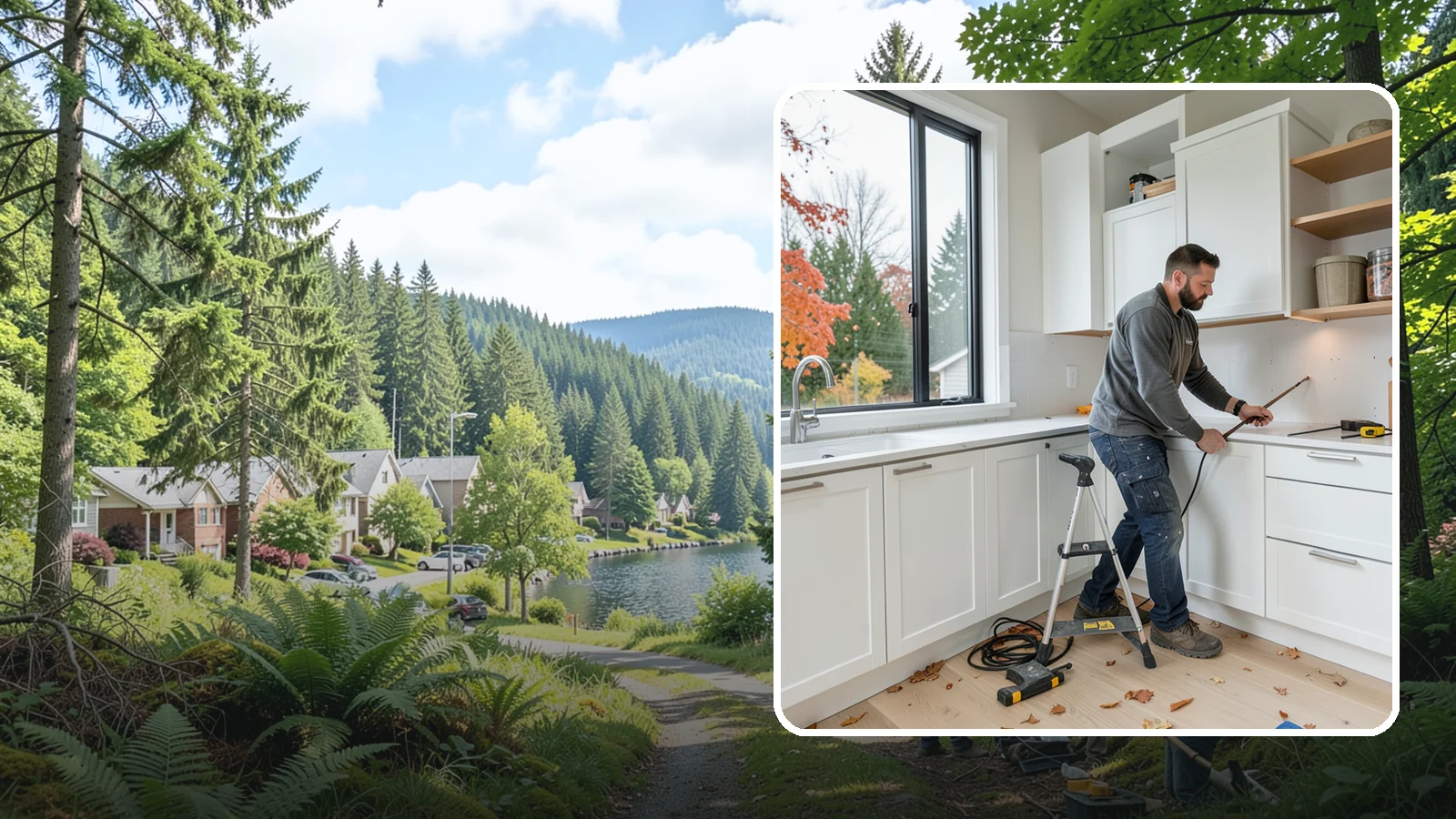 Cabinet Installation in Lake Forest Park, King County, WA - Precise installation of new kitchen cabinets, set level, plumb, and secure to your walls and floor.