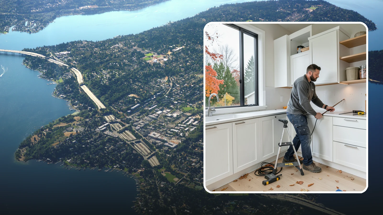 Cabinet Installation in Mercer Island, King County, WA - Precise installation of new kitchen cabinets, set level, plumb, and secure to your walls and floor.