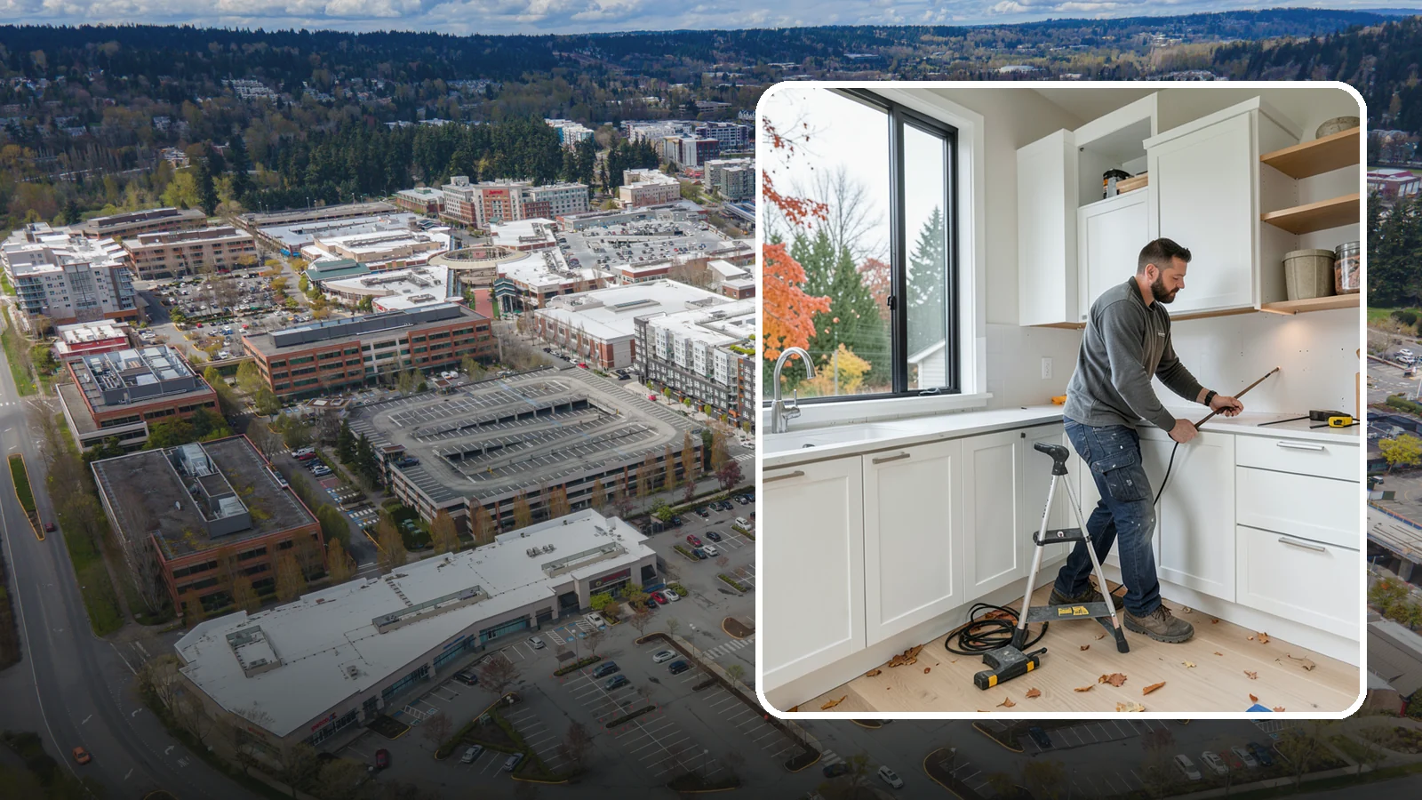 Cabinet Installation in Redmond, King County, WA - Precise installation of new kitchen cabinets, set level, plumb, and secure to your walls and floor.