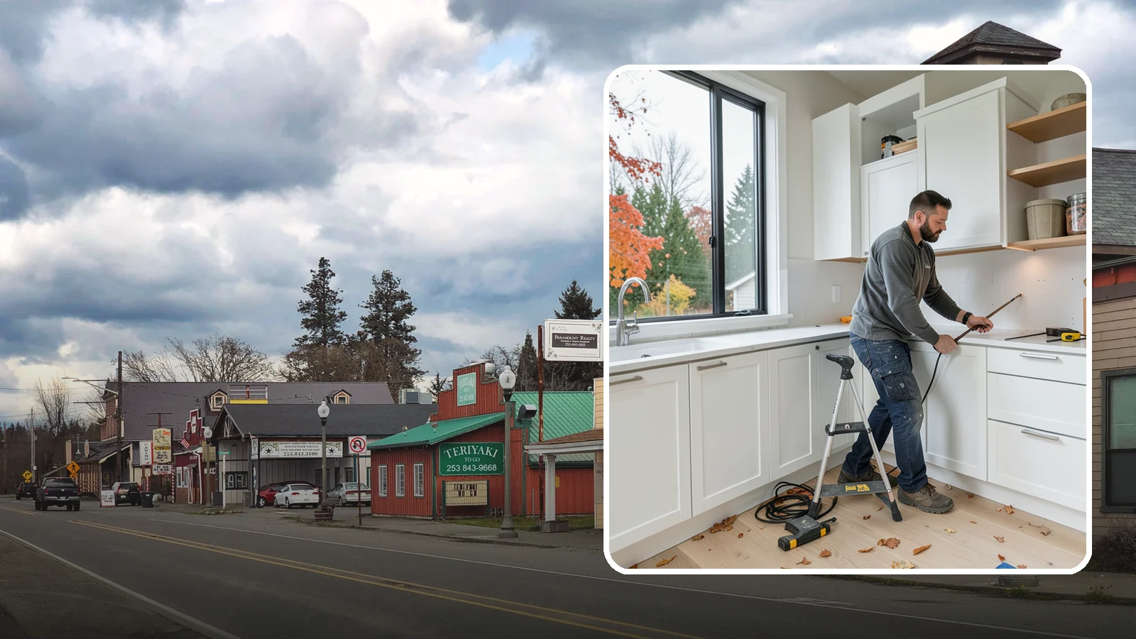 Cabinet Installation in Roy, Pierce County, WA - Precise installation of new kitchen cabinets, set level, plumb, and secure to your walls and floor.