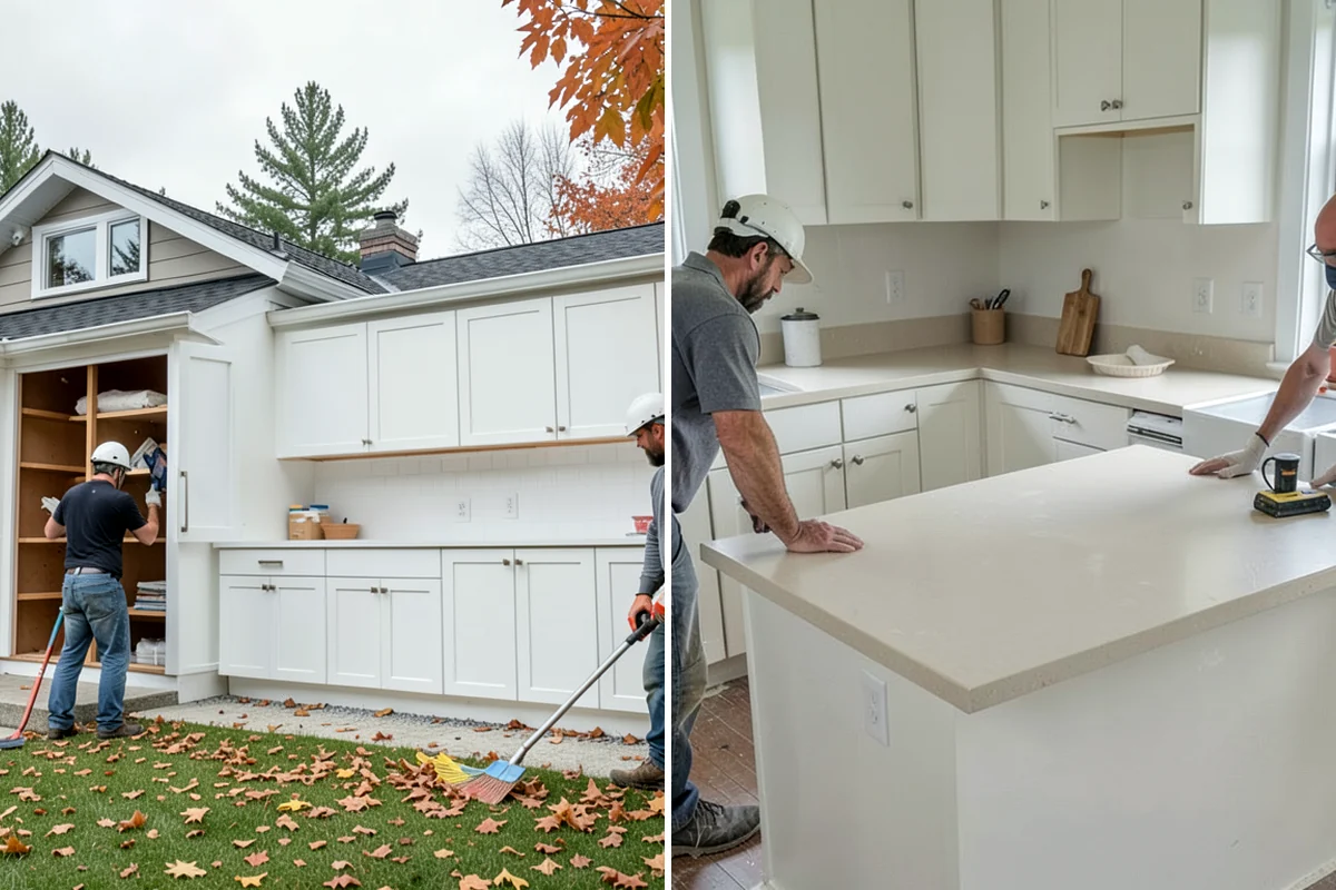Cabinet Installation in SeaTac, King County, WA - Verify layout lines and locate wall studs