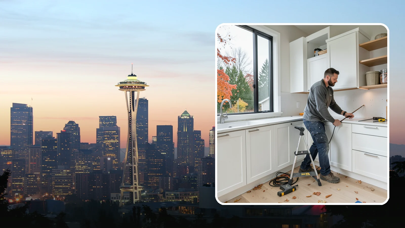 Cabinet Installation in Seattle, King County, WA - Precise installation of new kitchen cabinets, set level, plumb, and secure to your walls and floor.