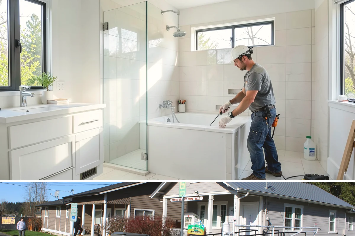 Cabinet Installation in South Prairie, Pierce County, WA - Any dry season works well for installation since cabinets go in after the messy rough-in phases are complete.