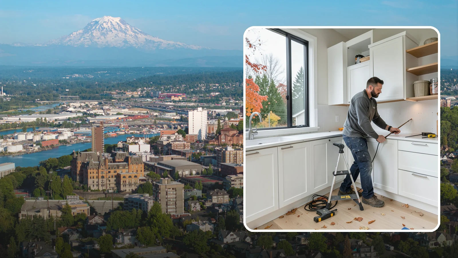 Cabinet Installation in Tacoma, Pierce County, WA - Precise installation of new kitchen cabinets, set level, plumb, and secure to your walls and floor.