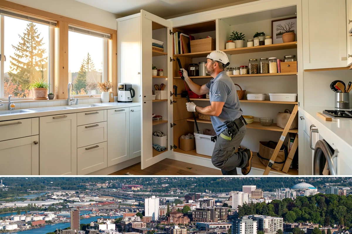 Cabinet Installation in Tacoma, Pierce County, WA - Any dry season works well for installation since cabinets go in after the messy rough-in phases are complete.