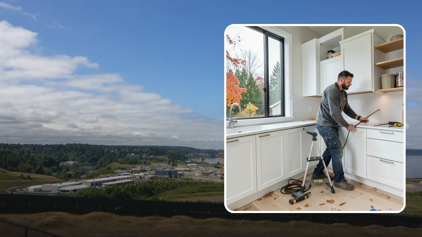 Cabinet Installation in University Place, Pierce County, WA - Precise installation of new kitchen cabinets, set level, plumb, and secure to your walls and floor.