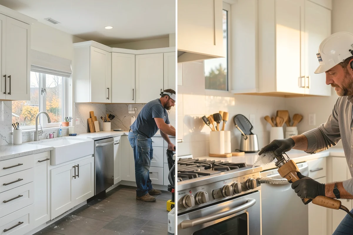 Cabinet Installation in Yarrow Point, King County, WA - Verify layout lines and locate wall studs