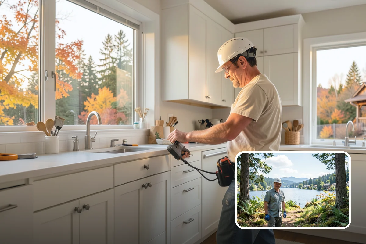Cabinet Painting in Milton, King County, WA - Smooth, brush-mark-free factory-style finish