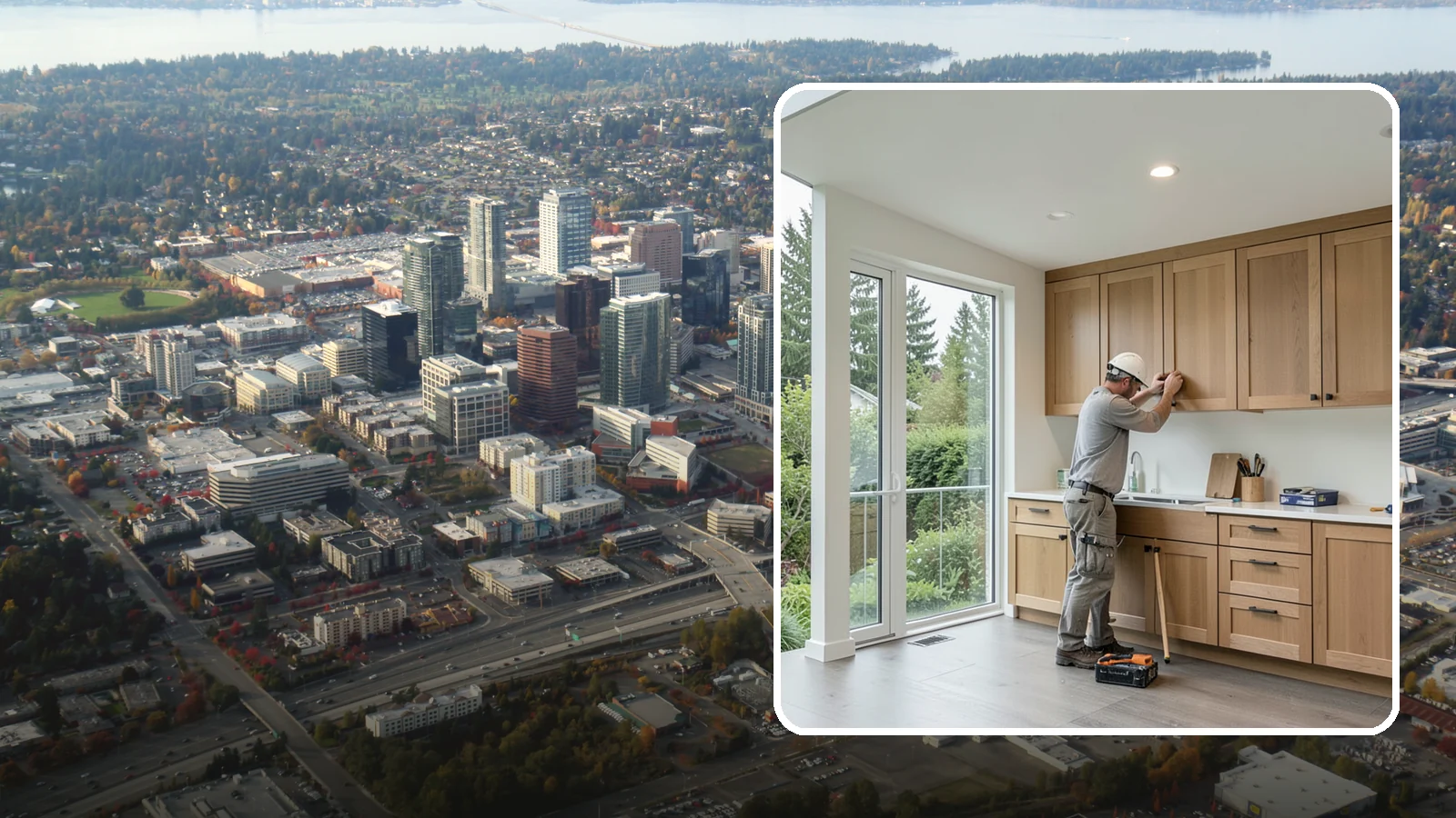 Cabinet Refacing in Bellevue, King County, WA - Replacing cabinet doors and drawer fronts and applying new veneer to boxes for a new look while keeping existing structure.