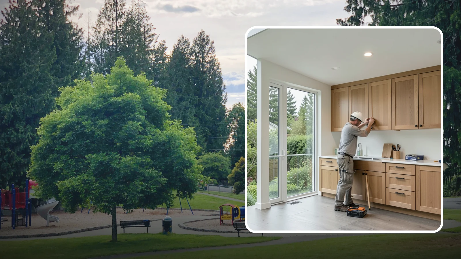 Cabinet Refacing in Bonney Lake, Pierce County, WA - Replacing cabinet doors and drawer fronts and applying new veneer to boxes for a new look while keeping existing structure.