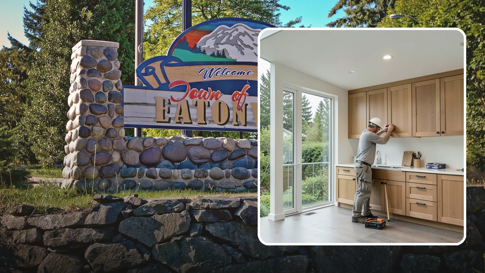 Cabinet Refacing in Eatonville, Pierce County, WA - Replacing cabinet doors and drawer fronts and applying new veneer to boxes for a new look while keeping existing structure.