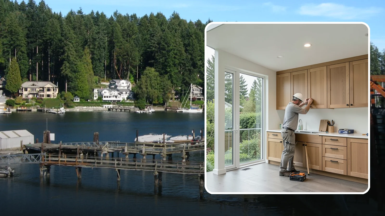 Cabinet Refacing in Gig Harbor, Pierce County, WA - Replacing cabinet doors and drawer fronts and applying new veneer to boxes for a new look while keeping existing structure.