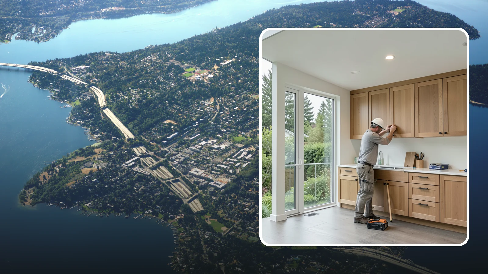Cabinet Refacing in Mercer Island, King County, WA - Replacing cabinet doors and drawer fronts and applying new veneer to boxes for a new look while keeping existing structure.