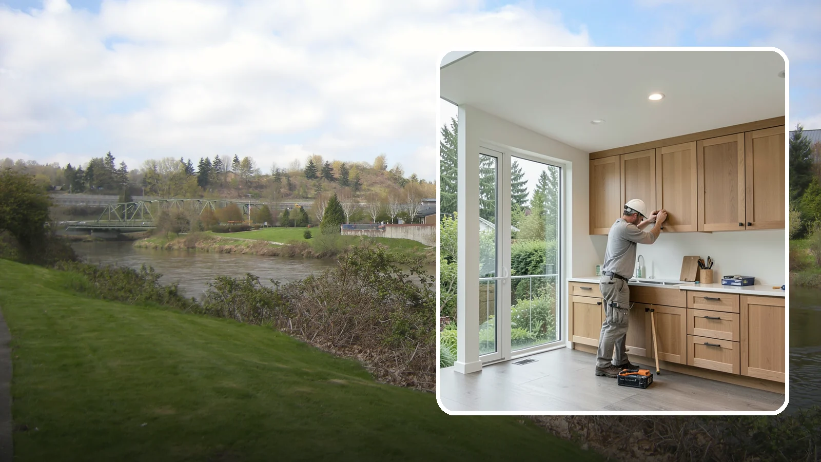 Cabinet Refacing in Tukwila, King County, WA - Replacing cabinet doors and drawer fronts and applying new veneer to boxes for a new look while keeping existing structure.