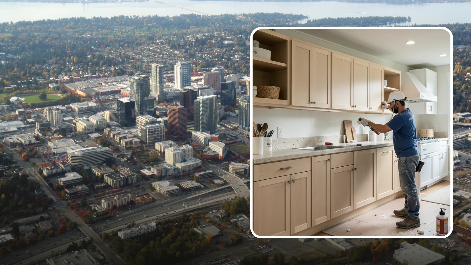 Cabinet Refinishing in Bellevue, King County, WA - Sanding, sealing, and refinishing your existing solid-wood cabinets to restore or transform their appearance.
