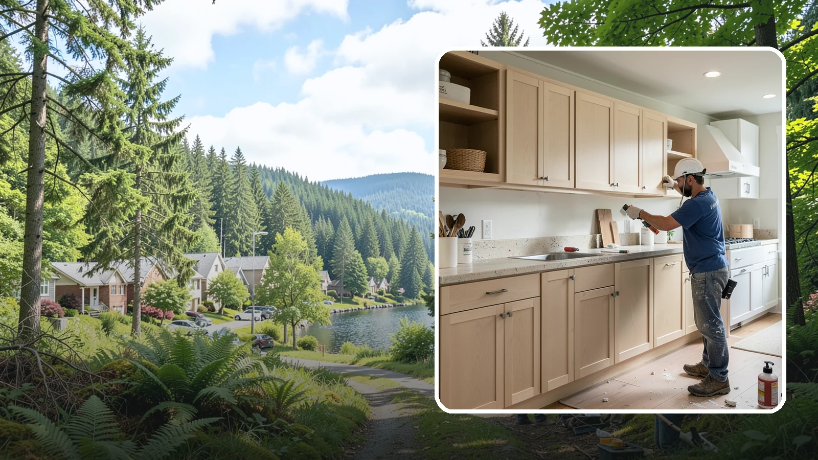 Cabinet Refinishing in Lake Forest Park, King County, WA - Sanding, sealing, and refinishing your existing solid-wood cabinets to restore or transform their appearance.