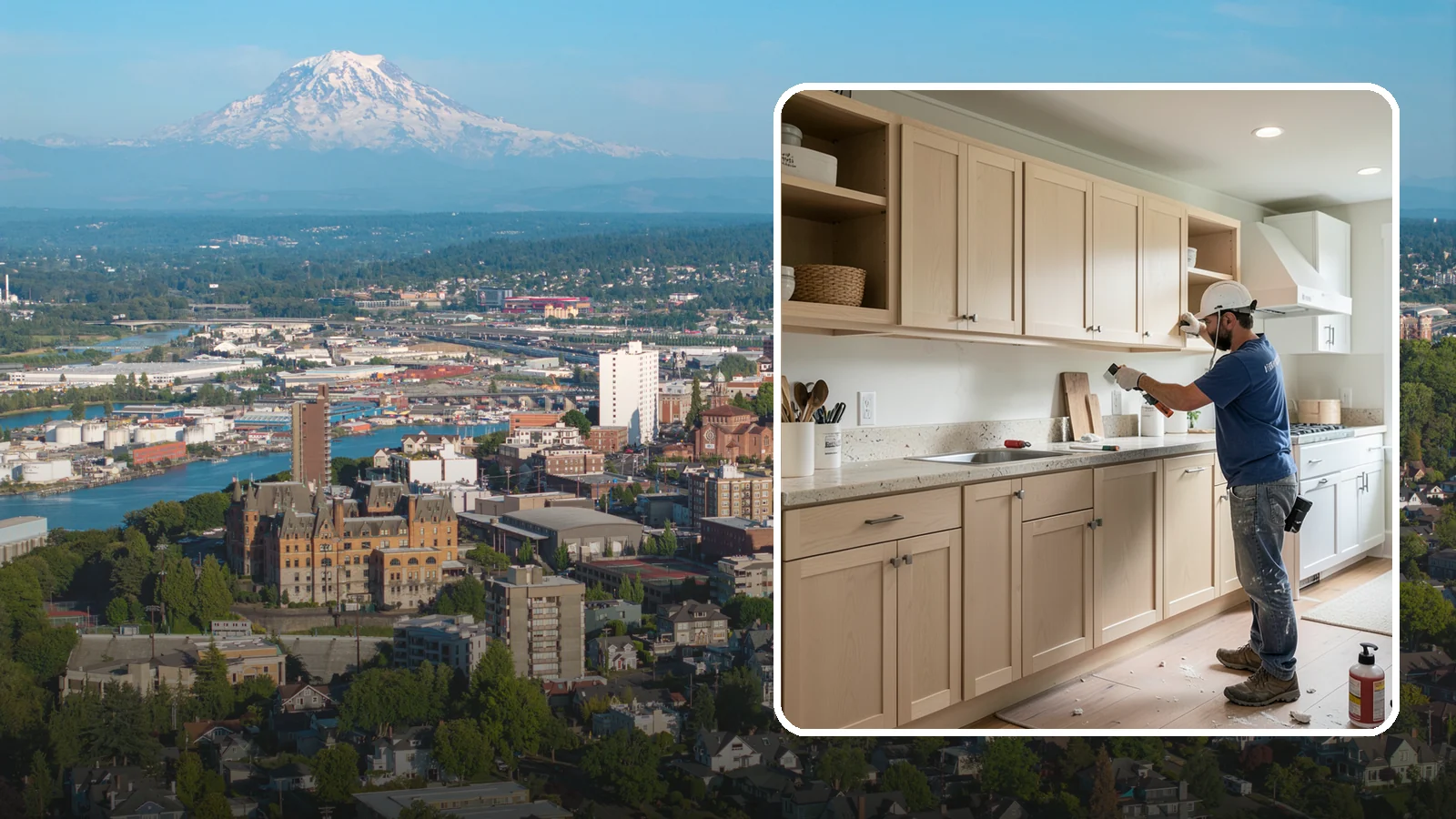 Cabinet Refinishing in Tacoma, Pierce County, WA - Sanding, sealing, and refinishing your existing solid-wood cabinets to restore or transform their appearance.