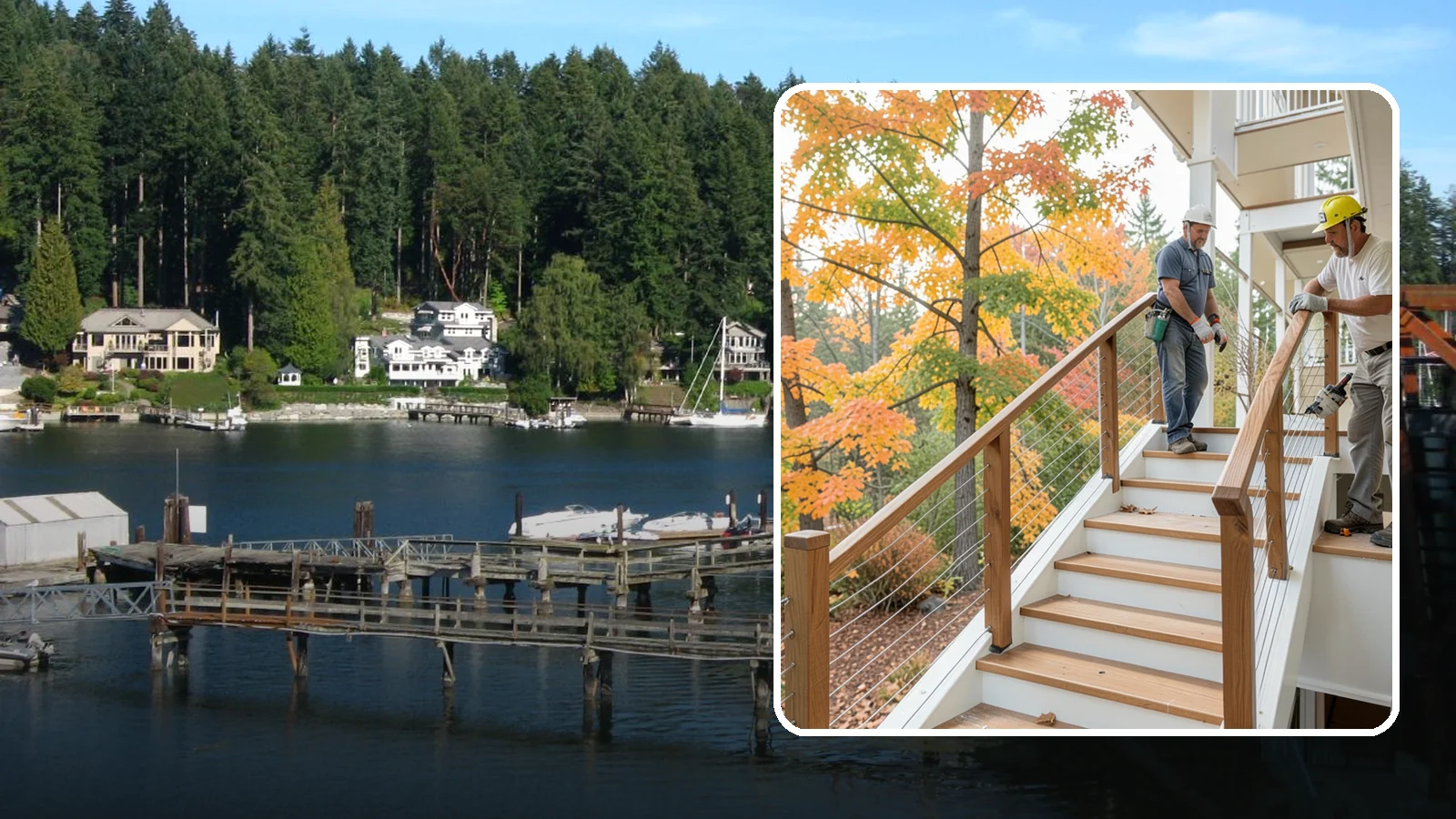 Cable Railing Installation in Gig Harbor, Pierce County, WA - Modern stainless cable railings that preserve views while meeting safety codes.