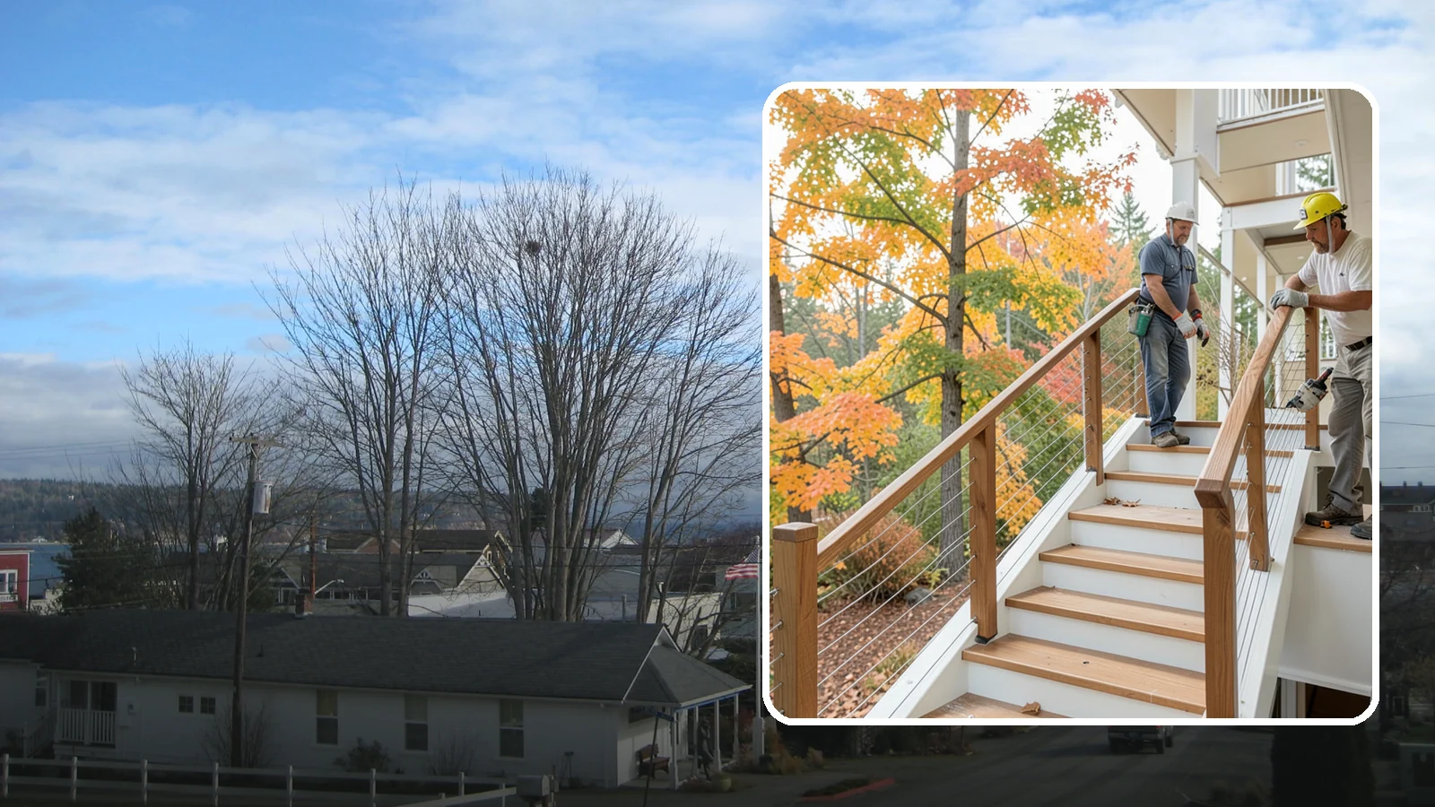 Cable Railing Installation in Langley, Island County, WA - Modern stainless cable railings that preserve views while meeting safety codes.