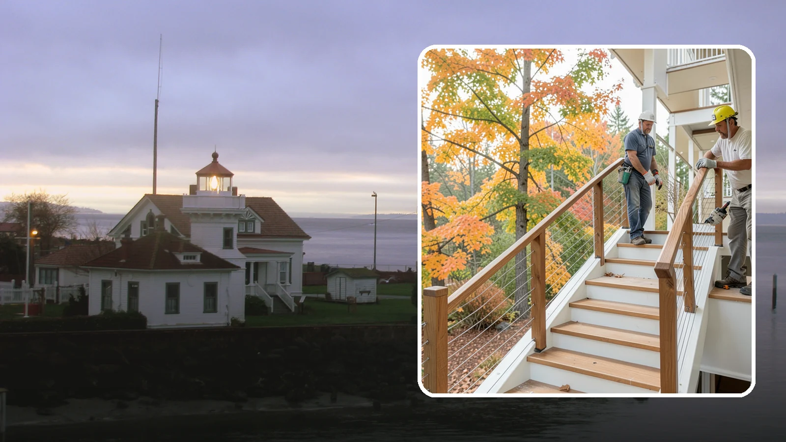 Cable Railing Installation in Mukilteo, Snohomish County, WA - Modern stainless cable railings that preserve views while meeting safety codes.