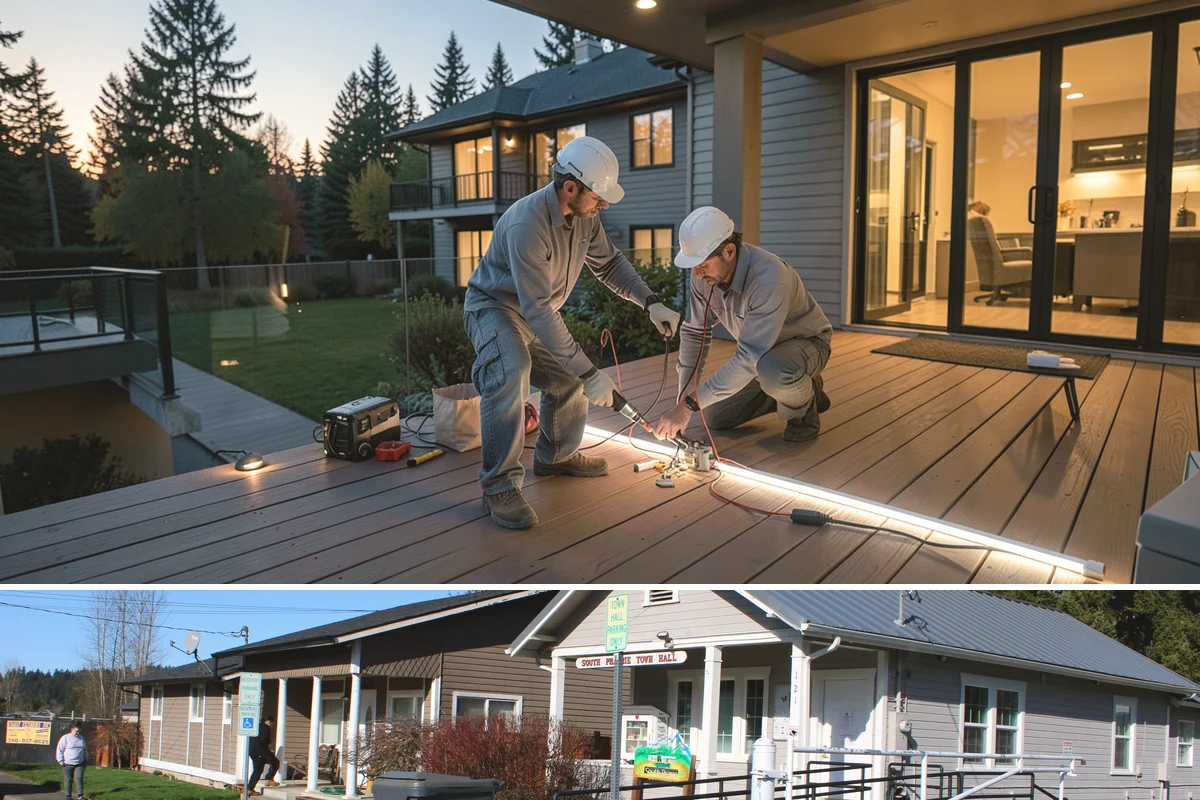 Cable Railing Installation in South Prairie, Pierce County, WA - Interior cable railings install year-round, while exterior runs are best set during drier weather windows.