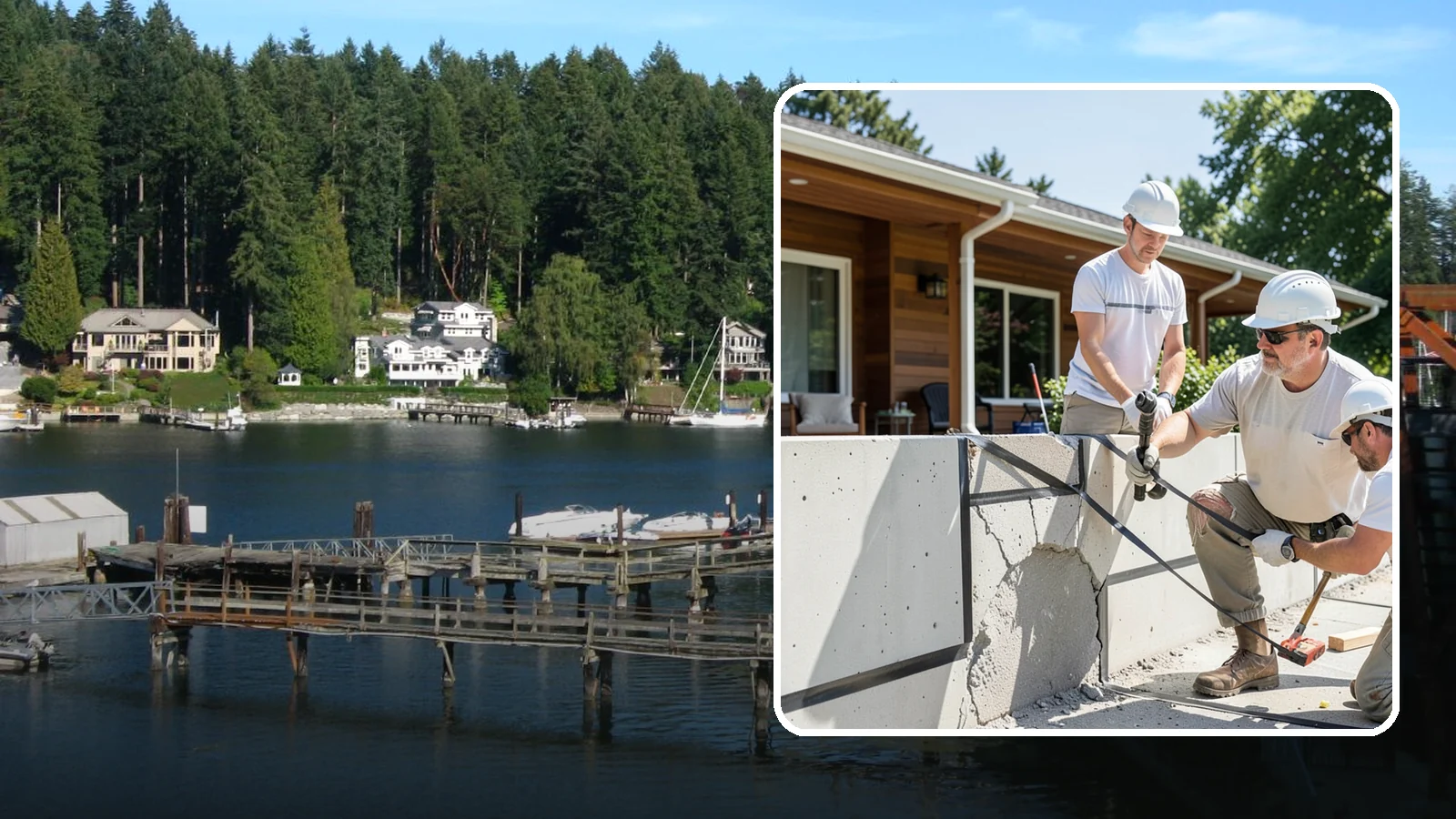 Carbon Fiber Wall Reinforcement in Gig Harbor, Pierce County, WA - We reinforce bowing foundation walls with carbon fiber straps that halt movement without heavy excavation.