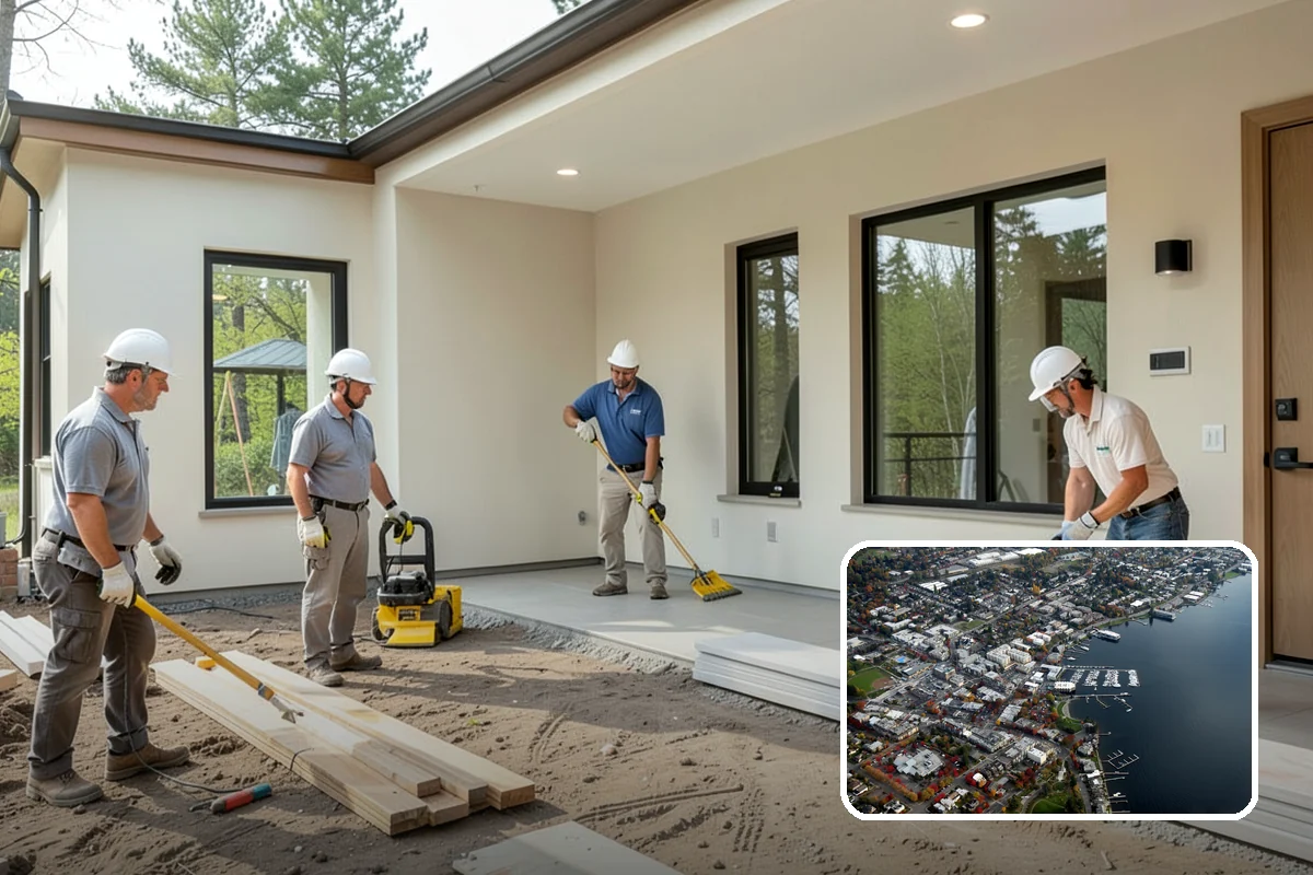 Carbon Fiber Wall Reinforcement in Kirkland, King County, WA - Bowing walls stabilized against further inward movement