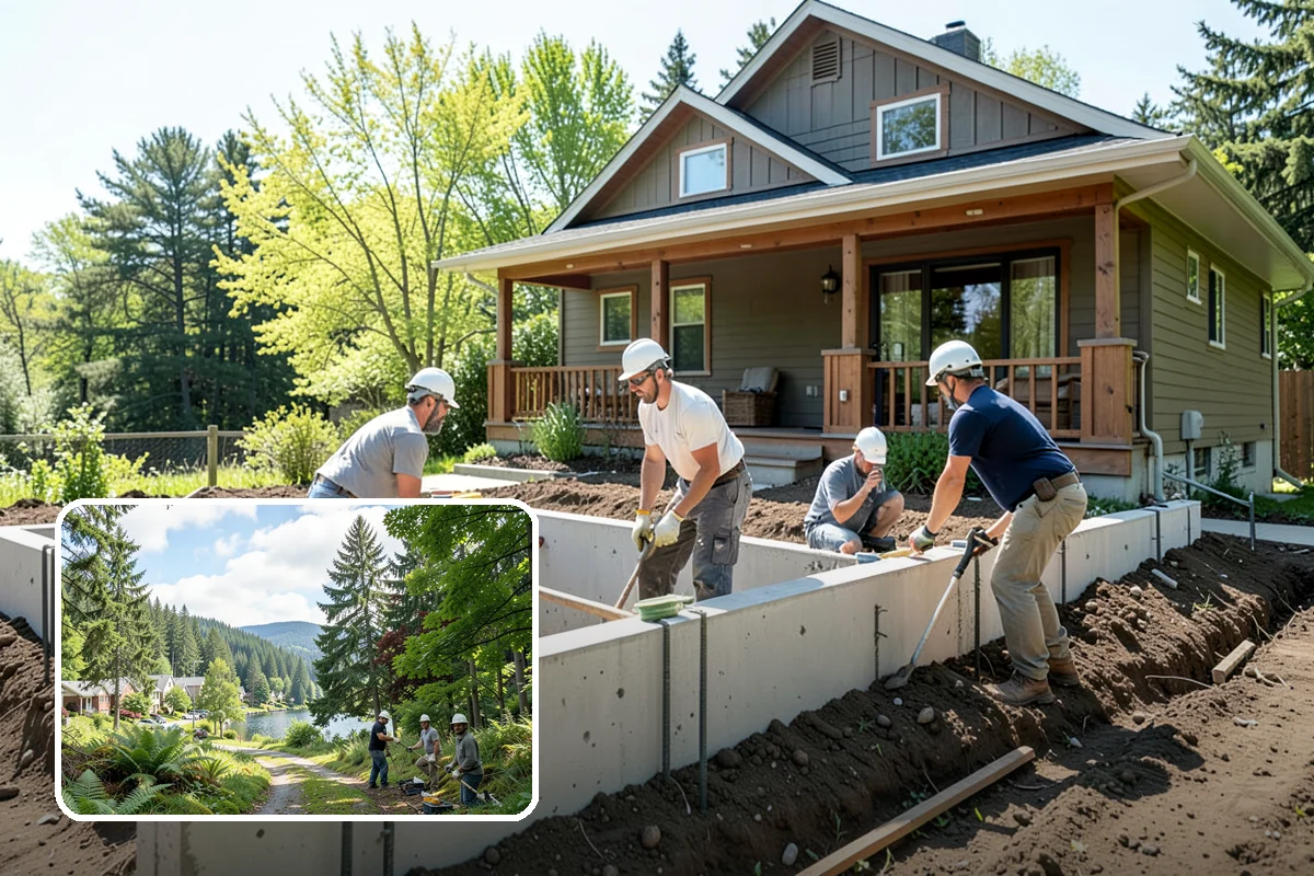 Carbon Fiber Wall Reinforcement in Lake Forest Park, King County, WA - Bowing walls stabilized against further inward movement