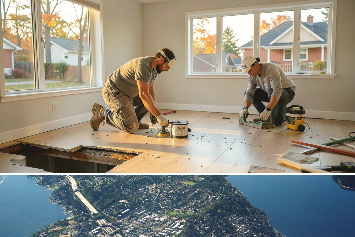 Carbon Fiber Wall Reinforcement in Mercer Island, King County, WA - Carbon fiber reinforcement installs year-round indoors, and addressing bowing before winter helps the wall resist wet-season soil...