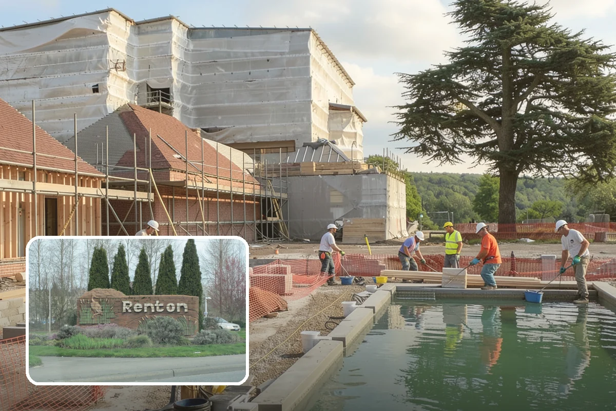Carbon Fiber Wall Reinforcement in Renton, King County, WA - Bowing walls stabilized against further inward movement