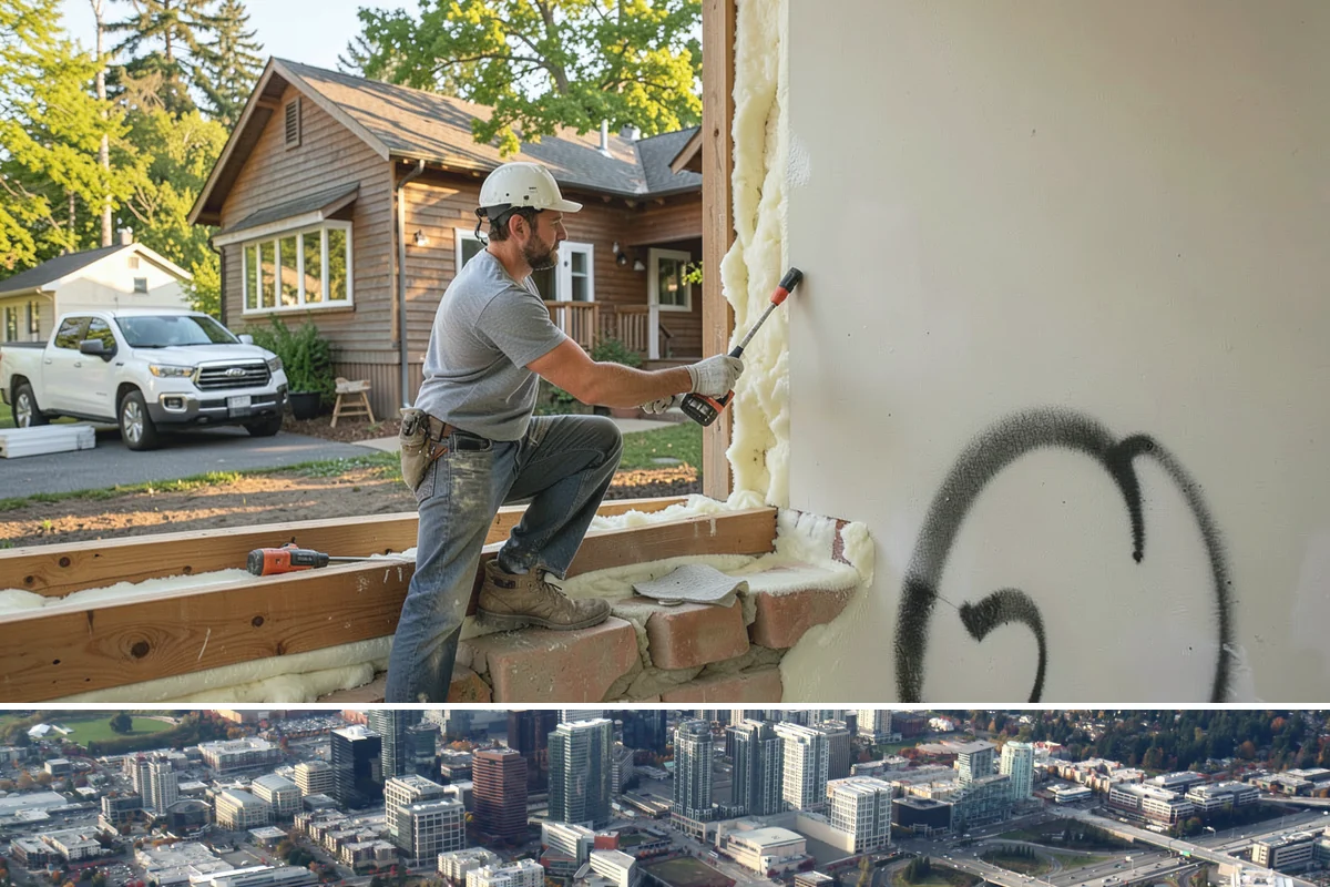 Carport Construction in Bellevue, King County, WA - Footings and roofing go in best during dry weather, making summer the ideal window for a carport build.
