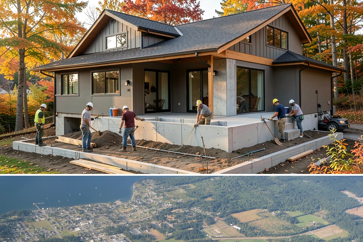 Carport Construction in Coupeville, Island County, WA - Footings and roofing go in best during dry weather, making summer the ideal window for a carport build.