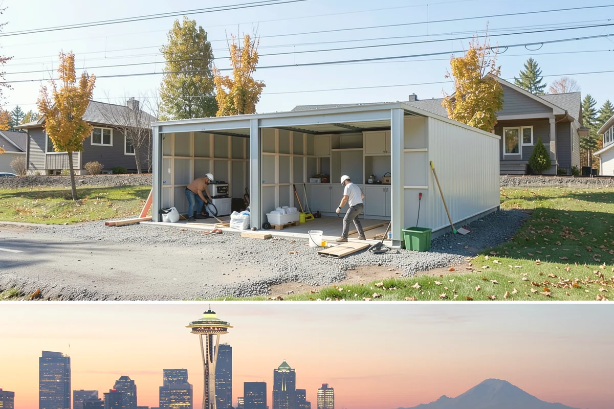 Carport Construction in Seattle, King County, WA - Footings and roofing go in best during dry weather, making summer the ideal window for a carport build.