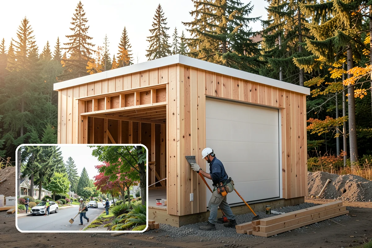 Carriage Garage Door Installation in Beaux Arts Village, King County, WA - Classic carriage look with modern overhead operation