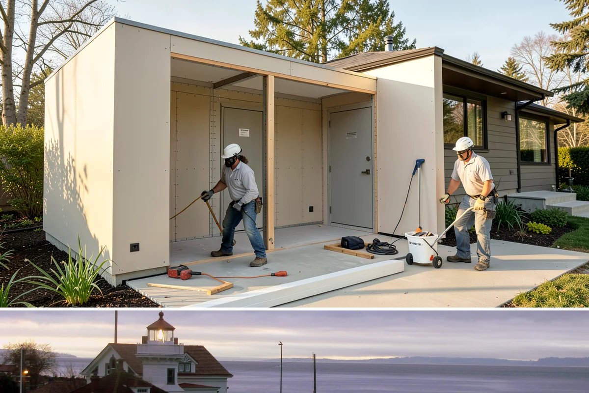 Carriage Garage Door Installation in Mukilteo, Snohomish County, WA - These doors can be installed year-round, with fall a good time to seal the garage before winter.