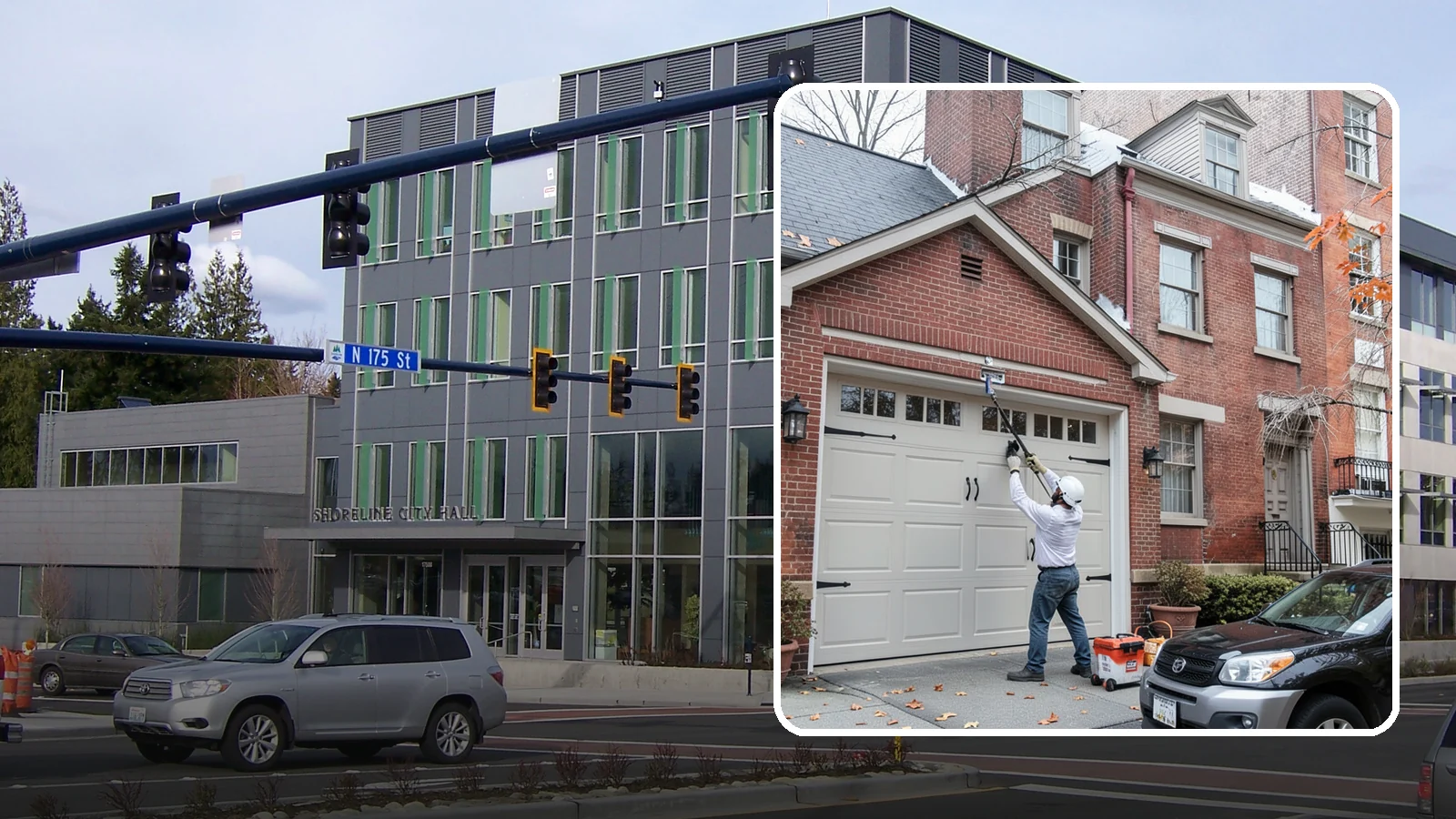 Carriage Garage Door Installation in Shoreline, King County, WA - Installing carriage-style garage doors that bring classic swing-out charm with the ease of modern overhead operation.