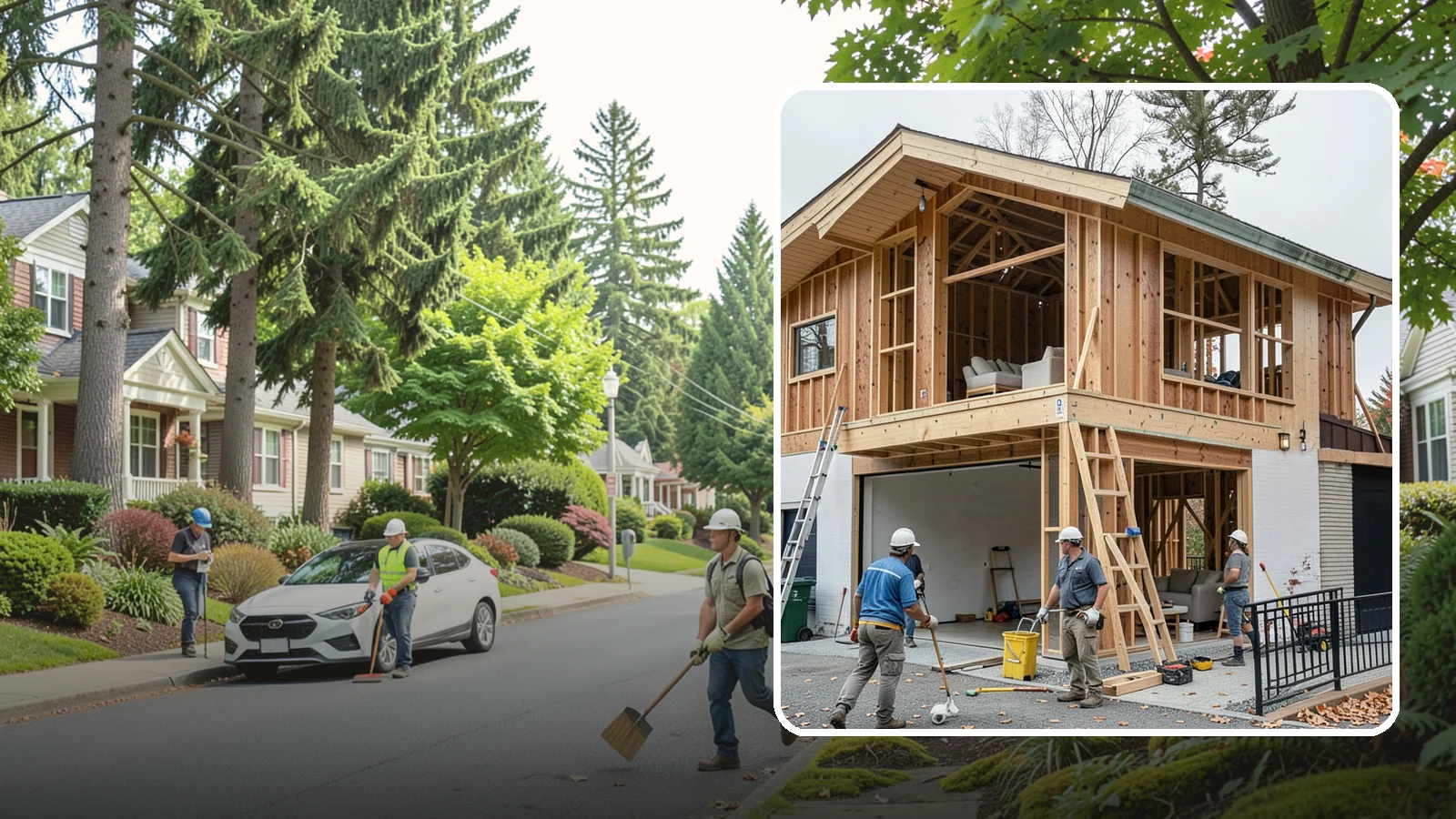 Carriage House Construction in Beaux Arts Village, King County, WA - Carriage house construction that pairs vehicle storage below with private living space above on your Western Washington lot.