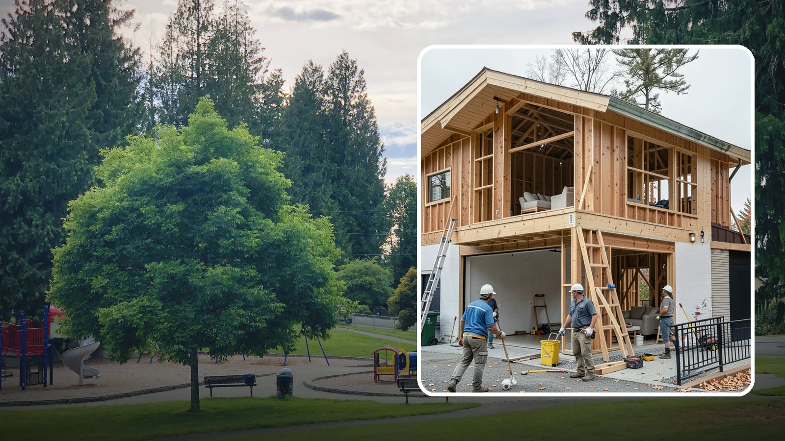 Carriage House Construction in Bonney Lake, Pierce County, WA - Carriage house construction that pairs vehicle storage below with private living space above on your Western Washington lot.