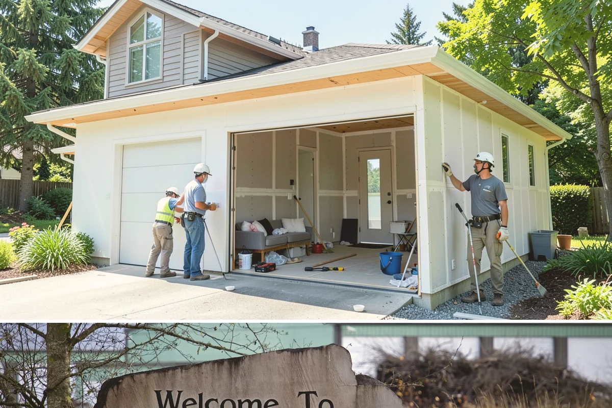 Carriage House Construction in Buckley, Pierce County, WA - Given the substantial exterior construction, the carriage house shell is best built during the drier late-spring-to-early-fall...