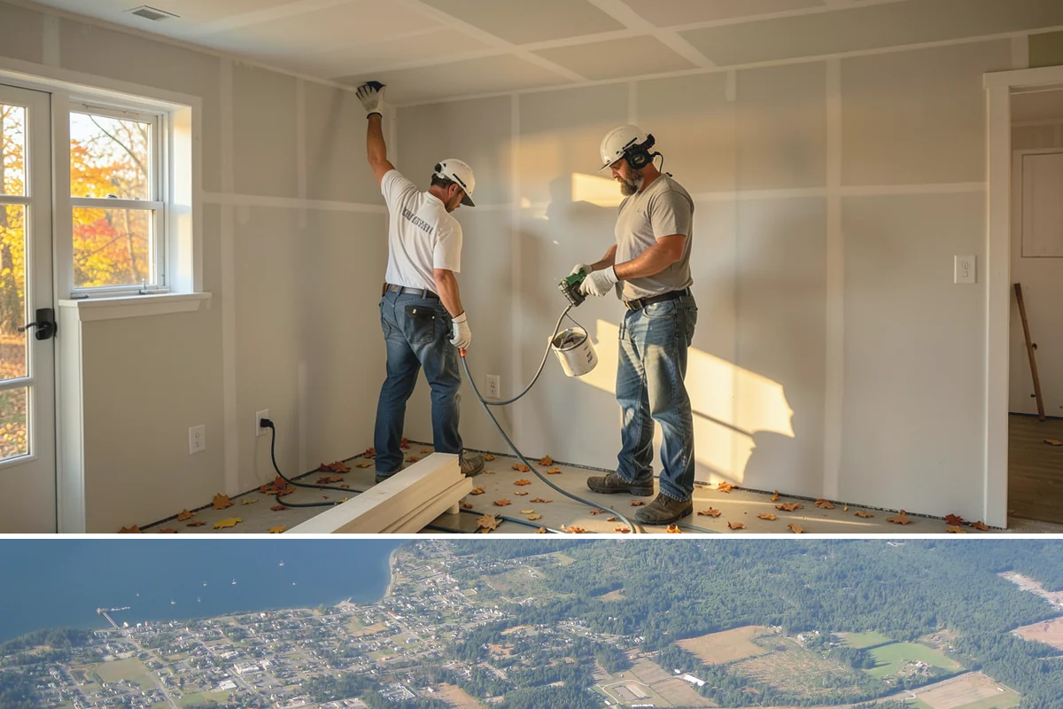 Carriage House Construction in Coupeville, Island County, WA - Given the substantial exterior construction, the carriage house shell is best built during the drier late-spring-to-early-fall...